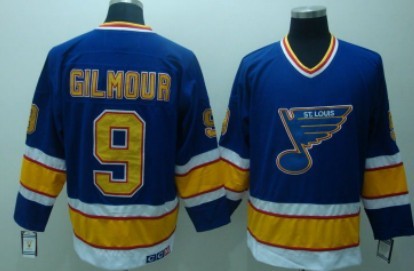 Men's St.Louis Blues #9 Doug Gilmour Blue 1987 CCM Vintage Throwback NHL Hockey Jersey