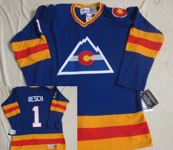 Colorado Avalanche #1 Chico Resch Blue CCM Throwback Jersey