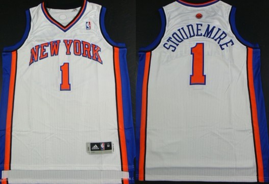 Men's New york Knicks #1 Amare Stoudemire Revolution 30 Authentic White Jersey