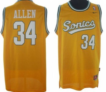 Seattle Supersonics #34 Ray Allen Yellow Swingman Jersey