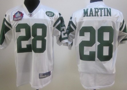 Mens New York Jets #28 Curtis Martin White Mitchell & Ness NFL Throwback Football Jersey 