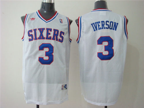 Men's Philadelphia 76ers #3 Allen Iverson White Authentic Jersey