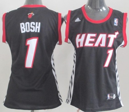 Miami Heat #1 Chris Bosh Revolution 30 Swingman Black Womens Jersey