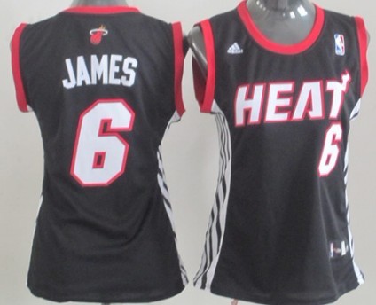 Miami Heat #6 LeBron James Revolution 30 Swingman Black Womens Jersey