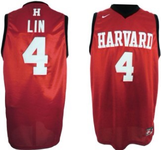 Harvard University #4 Jeremy Lin Red Swingman Jerseys
