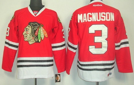 Men's Chicago Blackhawks #3 Keith Magnuson Red Throwback CCM Jersey