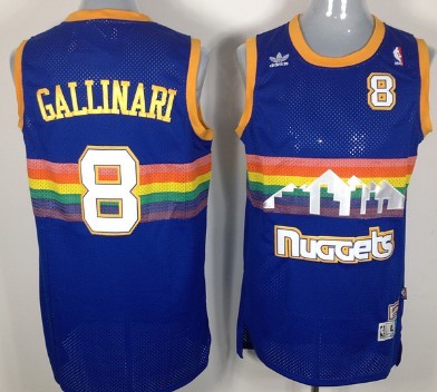 Denver Nuggets #8 Danilo Gallinari Soul Swingman Stitched Blue Rainbow Throwback Jersey