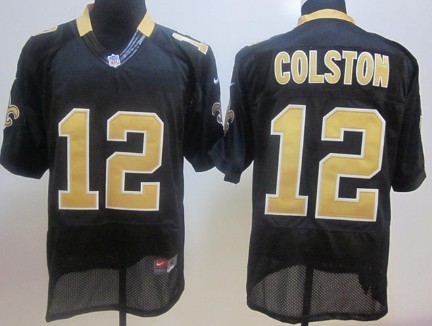 Nike NFL Jersey New Orleans Saints #12 Marques Colston Black Elite Style Jersey