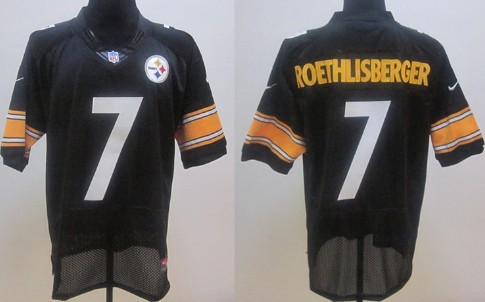 Men's Pittsburgh Steelers #7 Ben Roethlisberger Black Nik Elite  Jersey