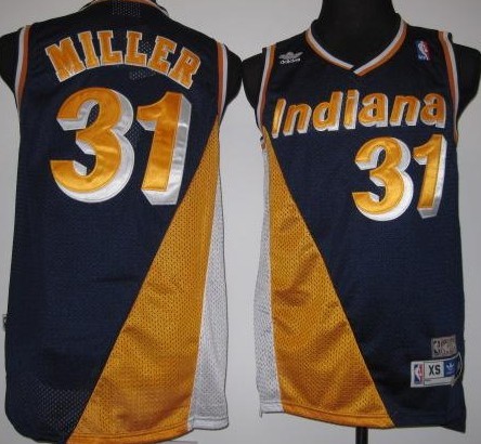 Men's Indiana Pacers #31 Reggie Miller Navy Gold Throwback Swingman Jersey