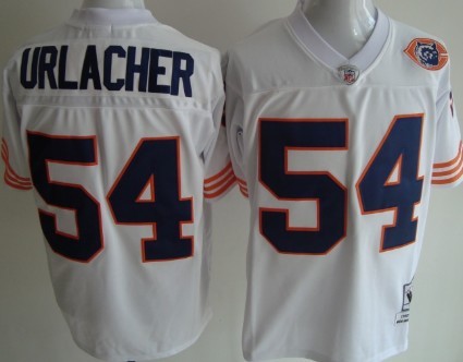 Mitchell&Ness Chicago Bears #54 Brian Urlacher White Throwback With Bear Patch Jersey