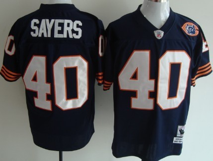 Mitchell&Ness Chicago Bears #40 Gale Sayers Blue Throwback With Bear Patch Jersey
