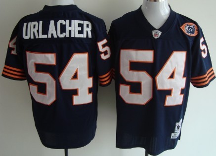 Mitchell&Ness Chicago Bears #54 Brian Urlacher Blue Throwback With Bear Patch Jersey
