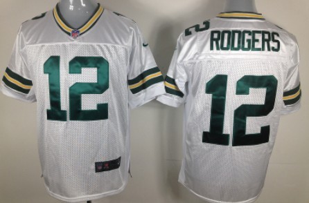 Nike Green Bay Packers #12 Aaron Rodgers White Elite Style Jersey