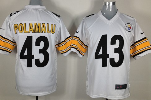 Men's Pittsburgh Steelers #43 Troy Polamalu White Nik Elite Jerey