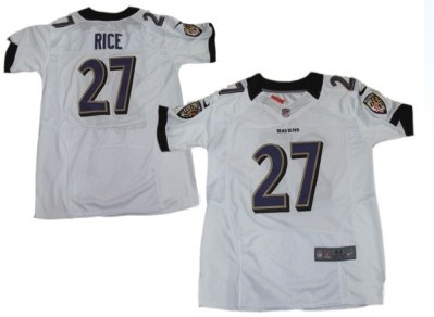 Men's Baltimore Ravens #27 Ray Rice White Nik Elite Jersey