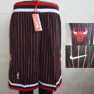 Chicago Bulls Black With Red Pinstripe Shorts