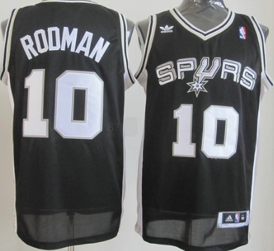 San Antonio Spurs #10 Dennis Rodman Revolution 30 Swingman Black Jersey