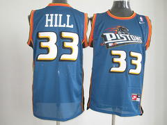 Men's Detroit Pistons #33 Grant Hill  Stitched Basketball Jerseys Throwback Blue