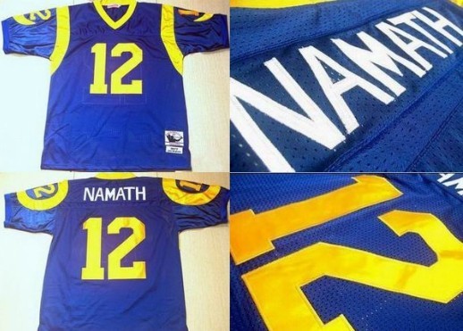 Mitchell&Ness St. Louis Rams #12 Joe Namath Light Blue Throwback Jersey