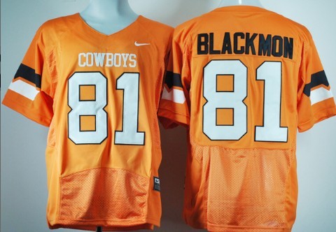 Men's Oklahoma State Cowboys #81 Justin Blackmon Orange College Football Jersey