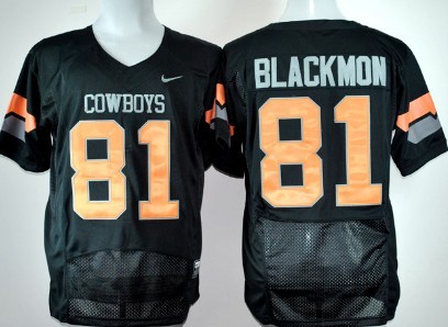 Men's Oklahoma State Cowboys #81 Justin Blackmon Black College Football Jersey