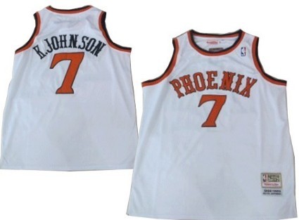 Mens Phoenix Suns #7 Kevin Johnson White Mitchell & Ness 1989-90 Hardwood Classics Swingman Jersey