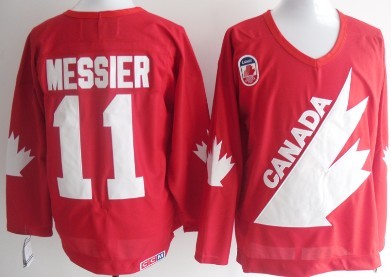 Team Canada #11 Mark Messier 1991 Olympic Red CCM Jersey