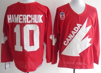 Team Canada #10 Dale Hawerchuk 1991 Olympic Red CCM Jersey