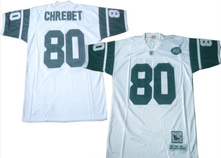 Men's New York Jets #80 Wayne Chrebet White Mitchell&Ness Throwback Jersey