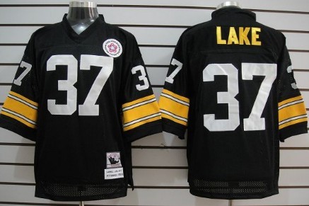 Pittsburgh Steelers #37 Carnell Lake Black Mitchell&Ness Throwback Jersey