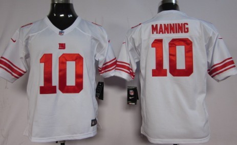 Nike New York Giants #10 Eli Manning White Game Kids Jersey