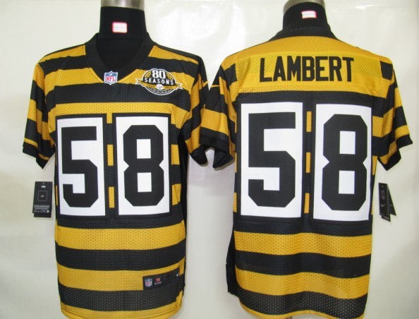 Men's Pittsburgh Steelers ##58 Jack Lambert Yellow-Black Nik Throwback 80th Patch Jerey