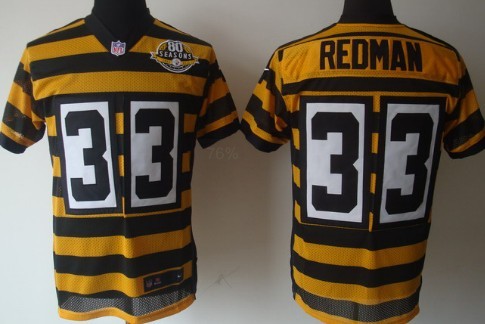 Men's Pittsburgh Steelers #33 Isaac Redman Yellow-Black Nik Throwback 80th Patch Jerey