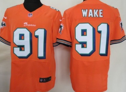 Mens Nike  Miami Dolphins Jersey #91 Cameron Wake Orange Elite  style