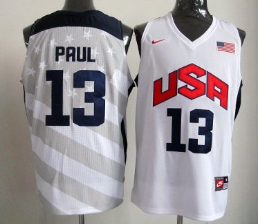Nike 2012 Team USA Basketball Jersey #13 Chris Paul White 