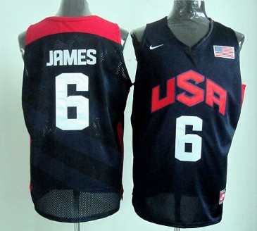 Nike 2012 Team USA Basketball Jersey  #6 LeBron James Navy Blue 