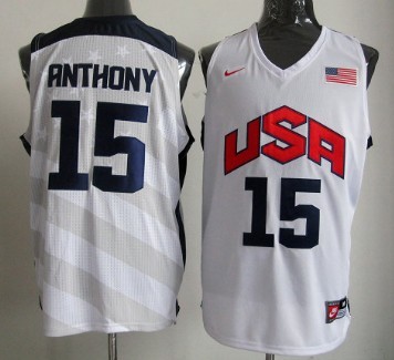 Nike 2012 Team USA Basketball Jersey  #15 Carmelo Anthony White