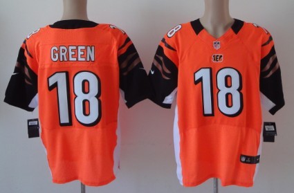 Mens Nike Cincinnati Bengals Jersey  #18 A. J. Green Orange Elite  style