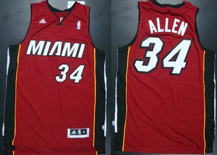 Mens Miami Heat #34 Ray Allen Jersey  Revolution 30 Swingman Red Jersey