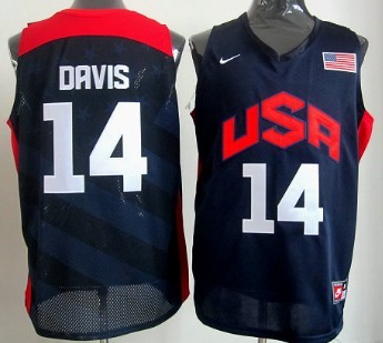 Nike 2012 Team USA Basketball Jersey #14 Anthony Davis Navy Blue 