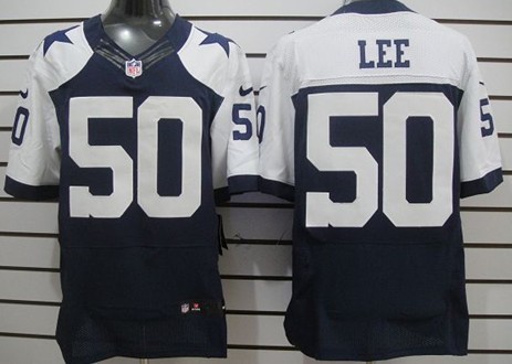 Mens Nike   Dallas Cowboys Jersey #50 Sean Lee Blue Elite  Thanksgiving Blue