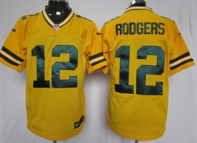 Mens Nike Jersey  Green Bay Packers #12 Aaron Rodgers Yellow Elite style