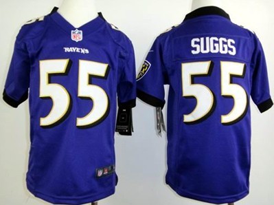 Kids Nike NLF Game Jersey Baltimore Ravens #55 Terrell Suggs Purple 