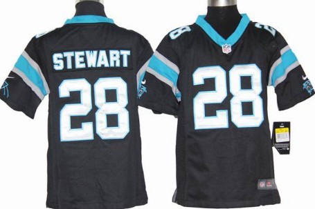 Kids Nike NLF Game Jersey Carolina Panthers #28 Jonathan Stewart Black 