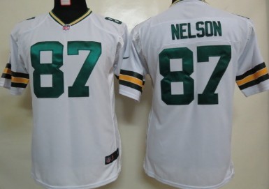 Kids Nike NLF Game Jersey Green Bay Packers #87 Jordy Nelson White 