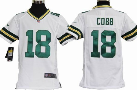 Kids Nike NLF Game Jersey Green Bay Packers #18 Randall Cobb White Gam