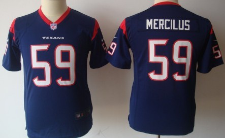 Kids Nike NLF Game Jerseye Houston Texans #59 Whitney Mercilus Blue 