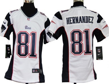 Kids Nike NFL Game Jersey  New England Patriots #81 Aaron Hernandez White 