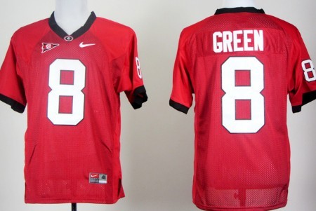 Mens Georgia Bulldogs #8 A.J. Green Red Nike College Football Jersey